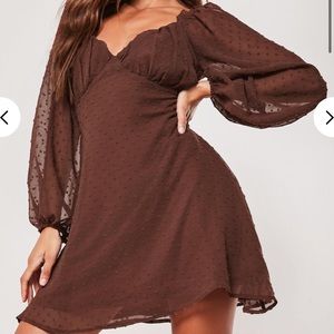 NWT Missguided Chocolate Dobby Milkmaid Minidress